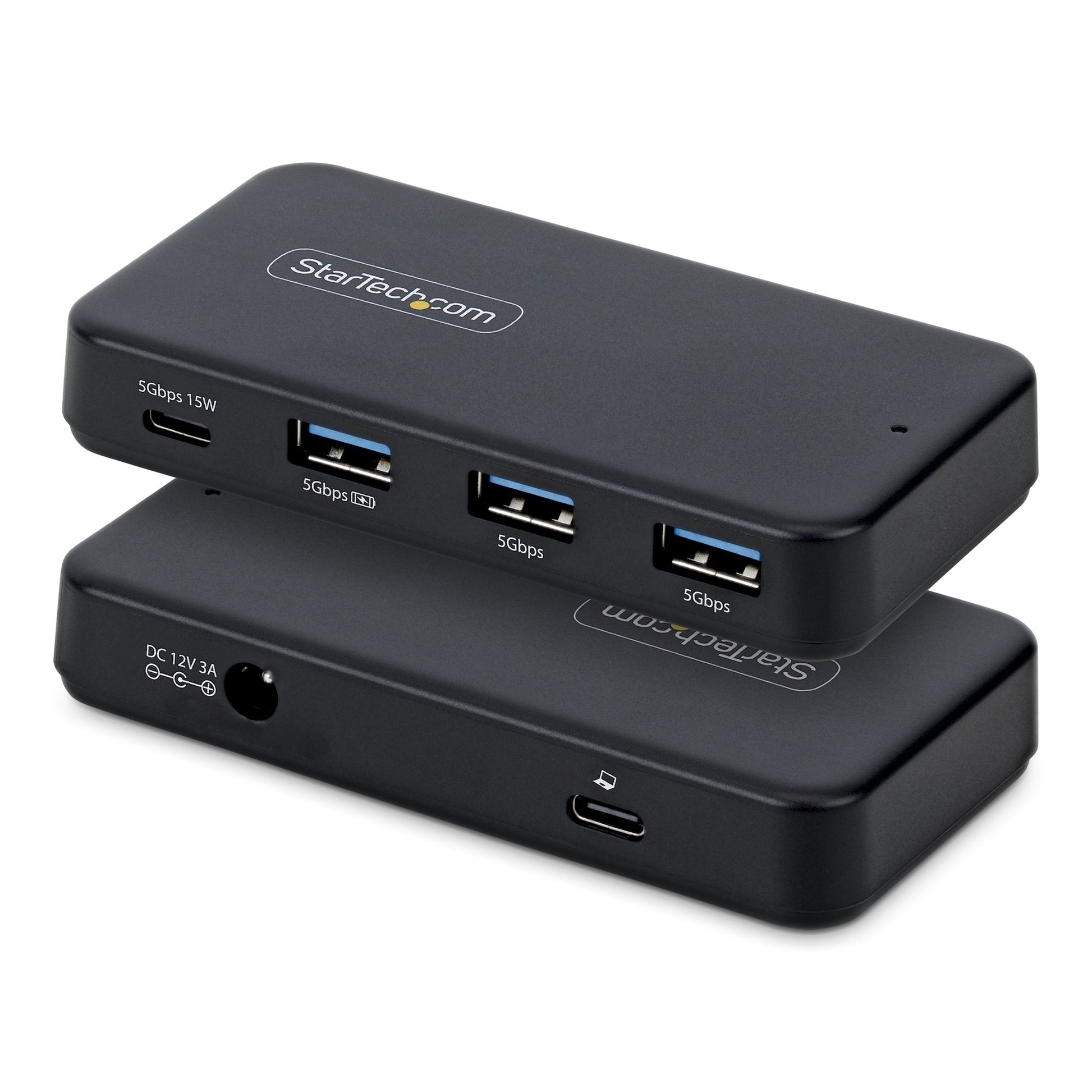 StarTech.com 4-Port USB-C and USB-A Hub, 5Gbps, Self-Powered, 2-in-1 USB-C and USB-A Host Cable, 1x USB-C and 3x USB-A (1x BC 1.2), 36W Power Adapter Included product image