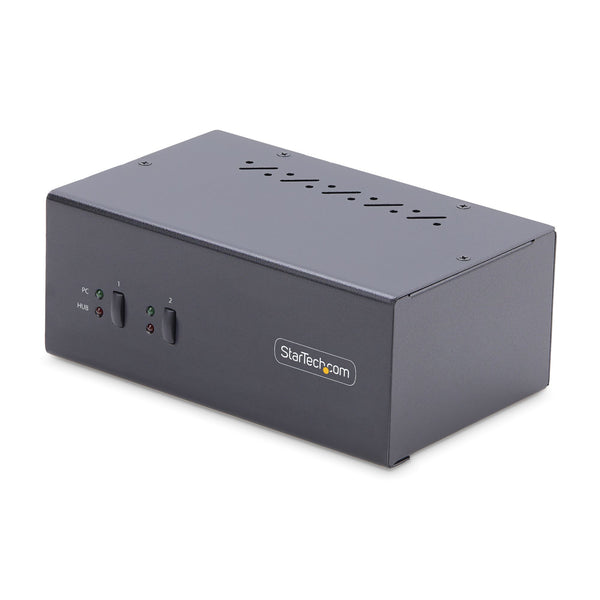 StarTech.com 2-Port Dual-Monitor DisplayPort KVM Switch, 4K 60Hz, 2x USB 5Gbps Hub Ports, 2x USB 2.0 HID Ports, Hotkey and Push-Button Switching, TAA Compliant - 3.5mm Audio, HDCP