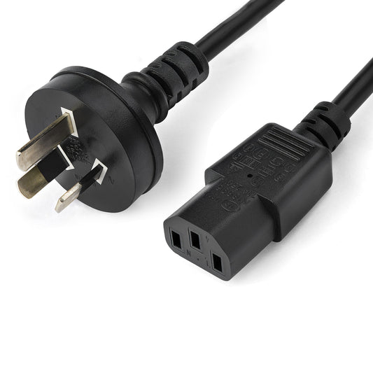 StarTech.com 2m (6ft) Computer Power Cord, AS/NZS 3112 to C13, 10A 250V, 18AWG, Black Replacement AC Power Cord, Printer Power Cord, PC Power Supply Cable, Monitor Power Cable - UL Listed product image