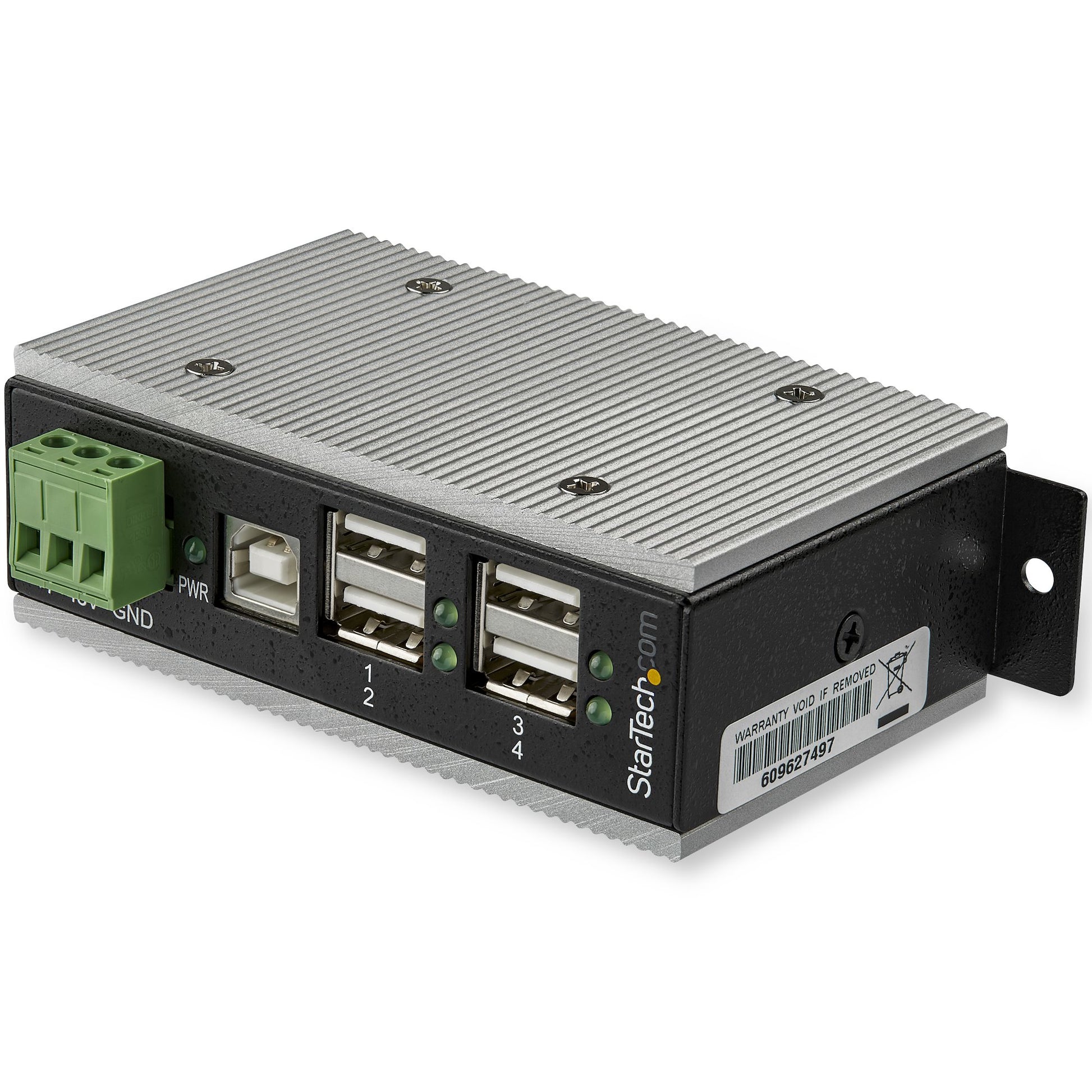 StarTech.com 4-Port USB 2.0 Hub - Metal Industrial USB-A Hub with ESD & 350W Surge Protection - Extended Operating Temp -40 to 185°F - Din Rail/Wall/Desk Mountable - USB Expander Hub - TAA product image