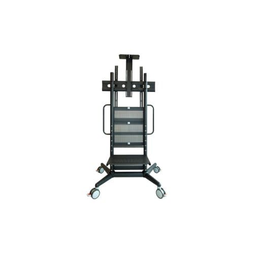 AV Supply CART FOR 37 TO 80in TV. INCLUDES HANDLES FOR EASY MOVEMENT LARGE LOCKABLE WHEELS 2 ADJUSTABLE COMPONENT SHELVES THAT CAN BE FRONT OR REAR MOUNTED AND AN ADJUSTABLE CAMERA SHELF (SAVC3780B)