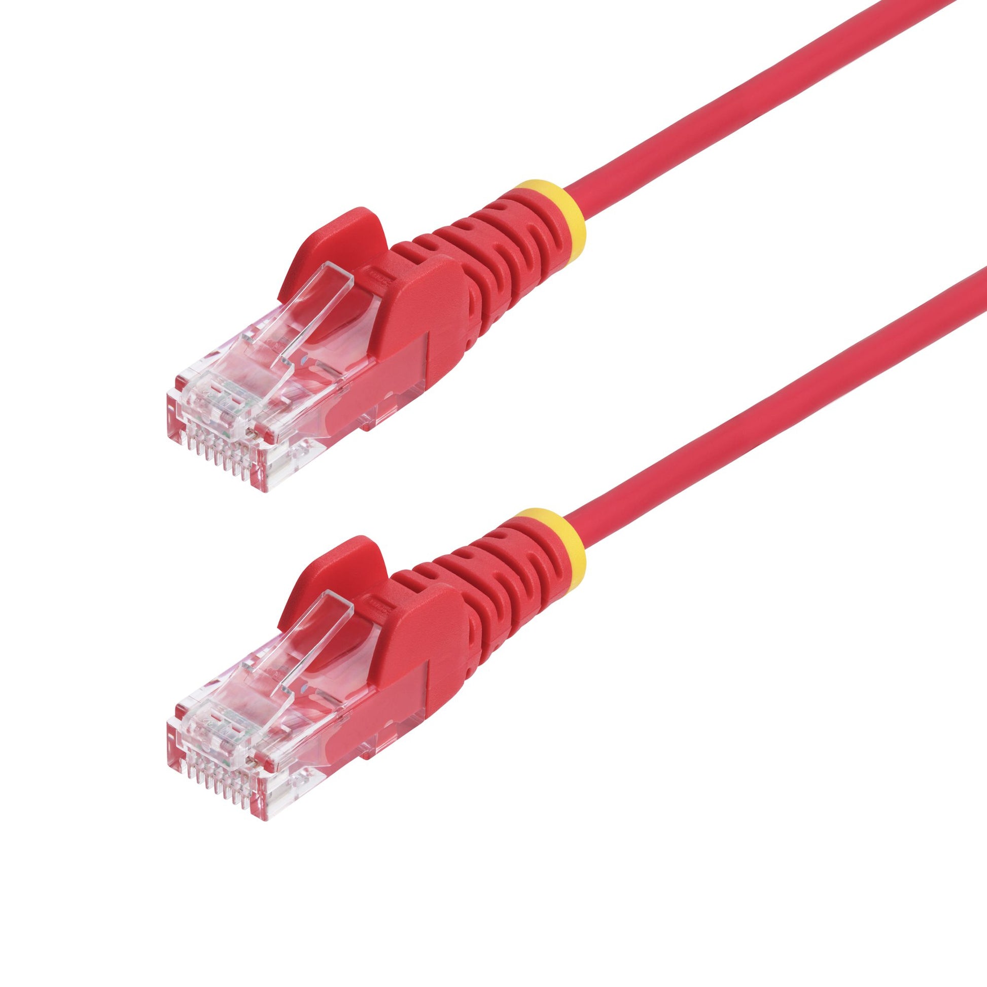 StarTech.com 25cm Red Slim CAT6 Ethernet Cable, Snagless, 100W PoE, UTP, LSZH, 28AWG Pure Bare Copper Wire, Slim RJ45 Network Patch Cord w/Strain Reliefs, Individually Tested product image