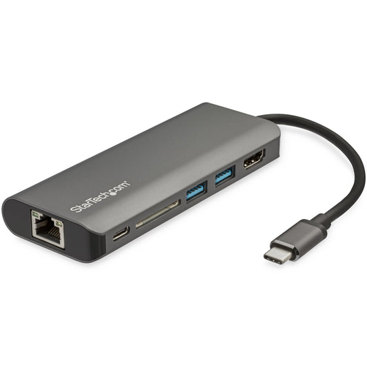 StarTech.com USB C Multiport Adapter - USB-C Travel Dock to 4K HDMI, 3x USB 3.0 Hub, SD/SDHC, GbE, 60W PD 3.0...