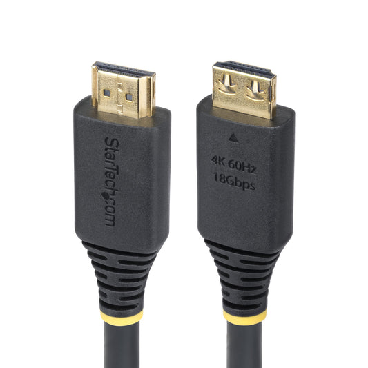 StarTech.com 15ft (4.6m) High Speed HDMI Cable with Gripping Connectors, 4K 60Hz/1440p 144Hz, HDR10/HDCP 2.2/ARC, 18Gbps, UHD HDMI Cord for TV/Monitor/Display, TPE Jacket product image