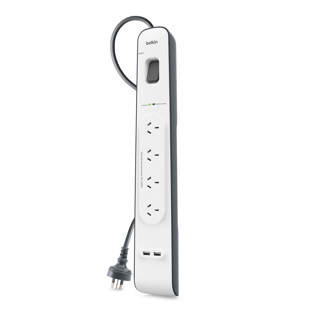 Belkin 4 Outlet with 2M Cord with 2 USB Ports (BSV401AU2M)