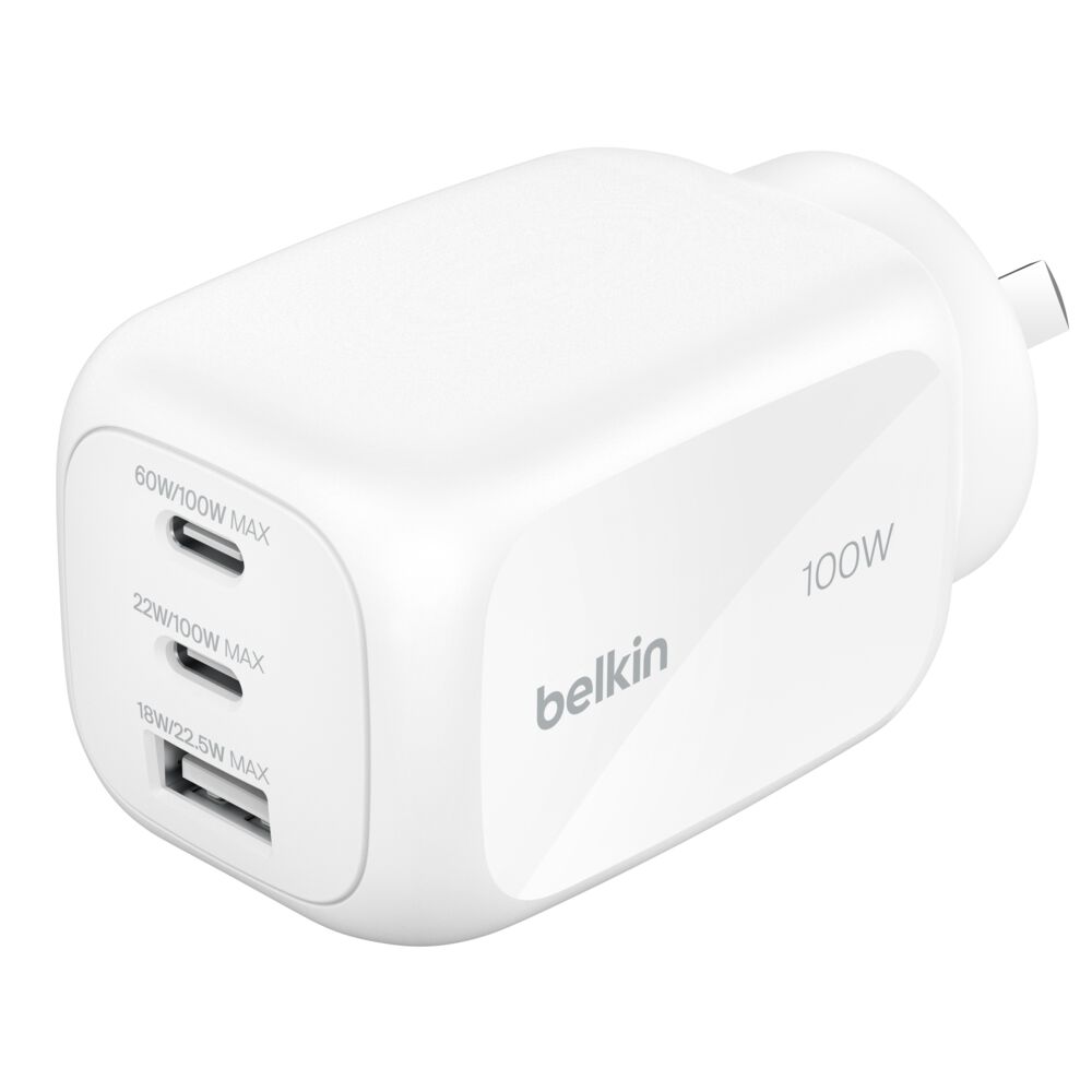 Belkin BoostCharge Pro 3-Port GaN Wall Charger (WCH016AUWH)
