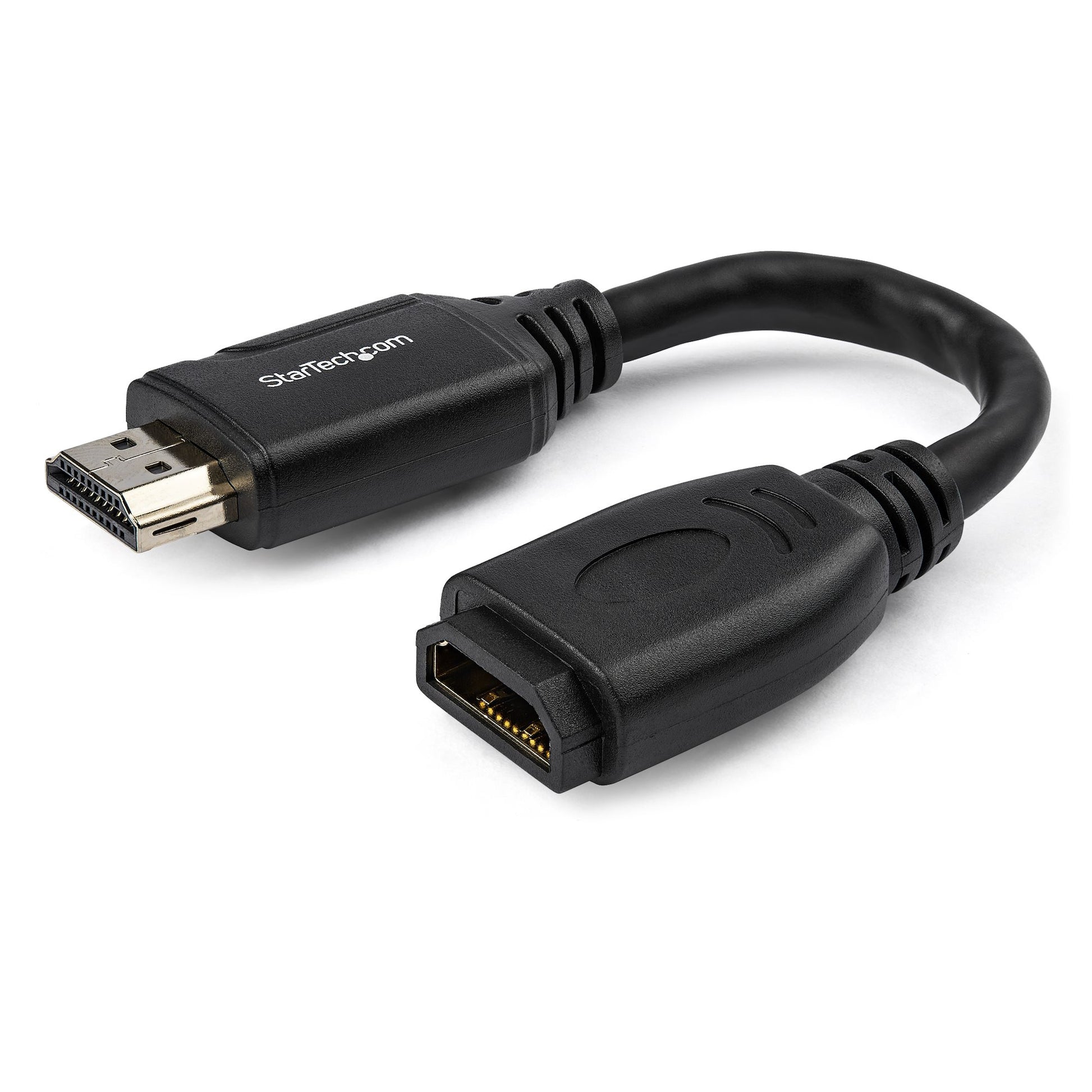 StarTech.com 6in (15cm) HDMI Port Saver Cable - 4K 60Hz High Speed HDMI 2.0 Extension Cable with Ethernet - Short HDMI Extension Cable - HDMI Male to Female Extension Adapter Cord product image
