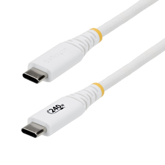 StarTech.com 1m (3ft) USB-C Charging Cable, Durable and Ultra-Flexible, 240W (5A) PD EPR, USB 2.0 Laptop Charger Cable, USB-IF Certified, Rugged USB-C Charging Cord - White product image