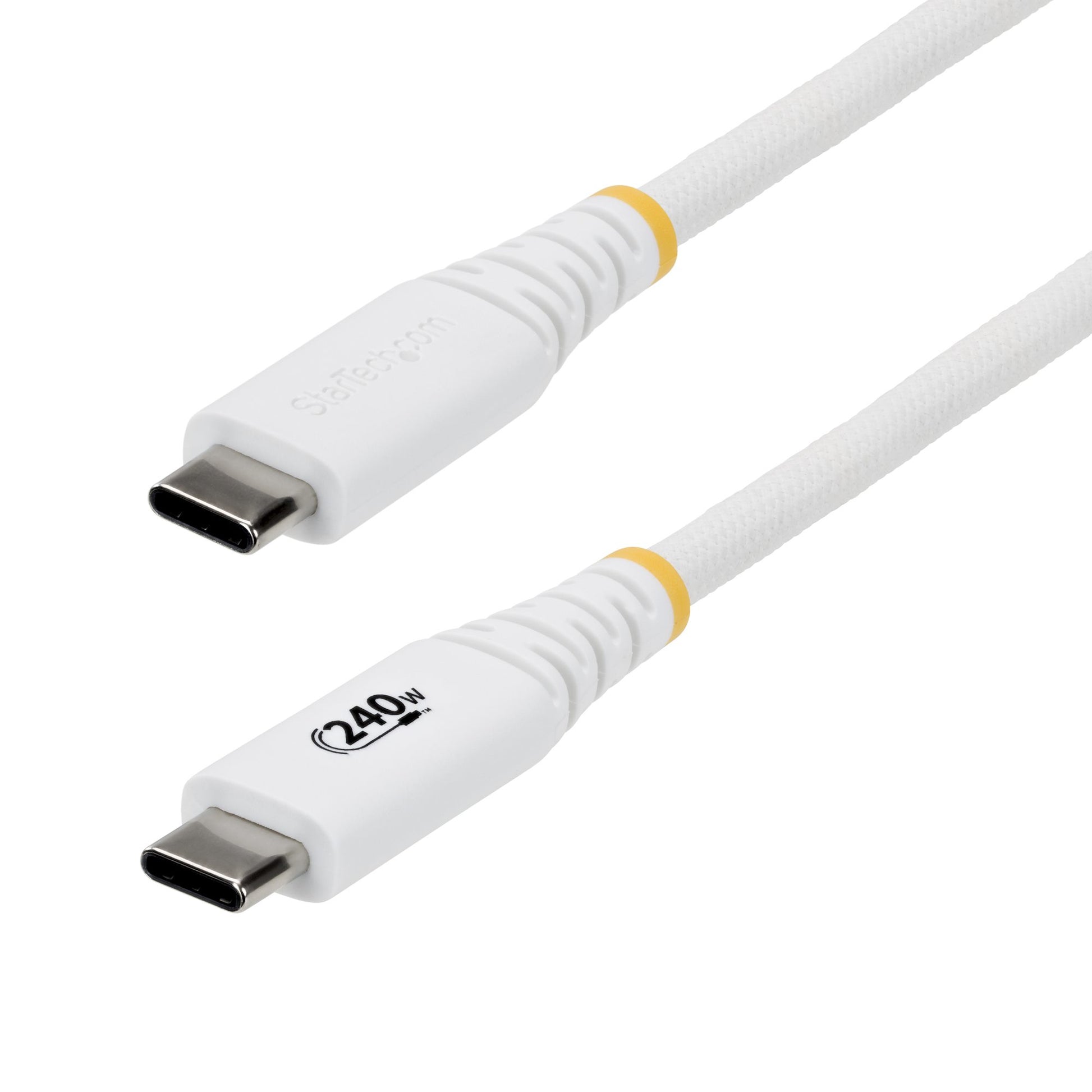 StarTech.com 3m (10ft) USB-C Charging Cable, Durable and Ultra-Flexible, 240W (5A) PD EPR, USB 2.0 Laptop Charger Cable, USB-IF Certified, Rugged USB-C Charging Cord - White product image
