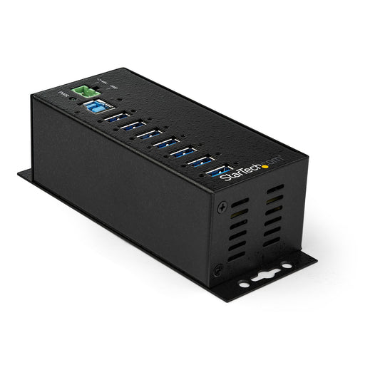 StarTech.com 7-Port USB 3.0 Hub with Power Adapter - Metal Industrial USB-A Hub with ESD & 350W Surge Protection - Din/Wall/Desk Mountable - High Speed USB 3.2 Gen 1 (5Gbps) Hub - TAA product image