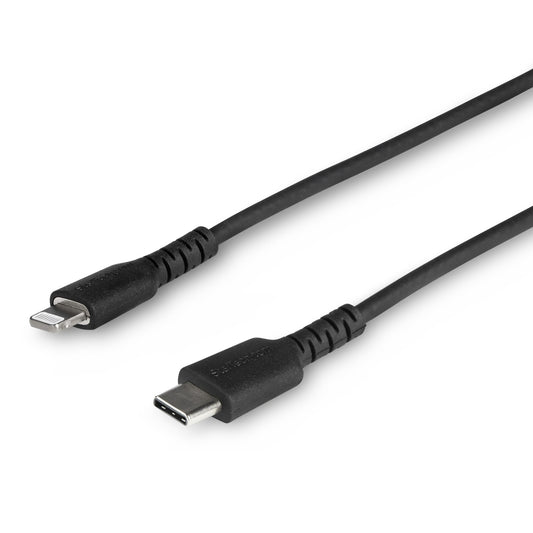 StarTech3 foot (1m) Durable Black USB-C to Lightning Cable - Heavy Duty Rugged Aramid Fiber USB Type C to Lightning Charger/Sync Power Cord - Apple MFi Certified iPad/iPhone 12