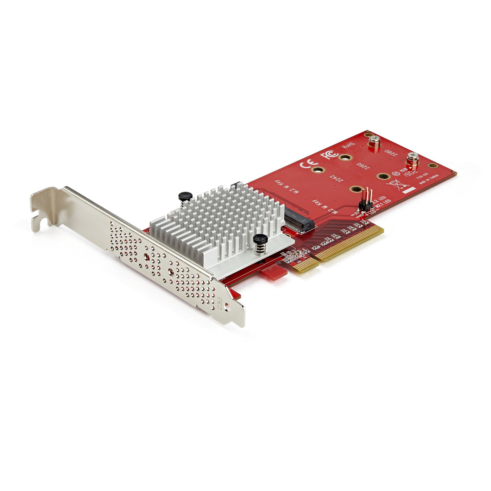StarTech.com Dual M.2 PCIe SSD Adapter Card - x8 / x16 Dual NVMe or AHCI M.2 SSD to PCI Express 3.0 - M.2 NGFF PCIe (M-Key) Compatible - Supports 2242, 2260, 2280 - JBOD - Mac & PC - TAA product image