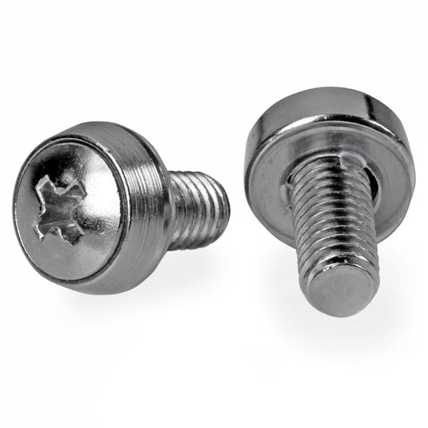 StarTech.com 50-Pack 12-24 12mm Nickel Plated Screws, Mounting Screws for 19" or 10" Server Racks, Cabinets and Enclosures, Designed for Rust Control, Silver - TAA product image