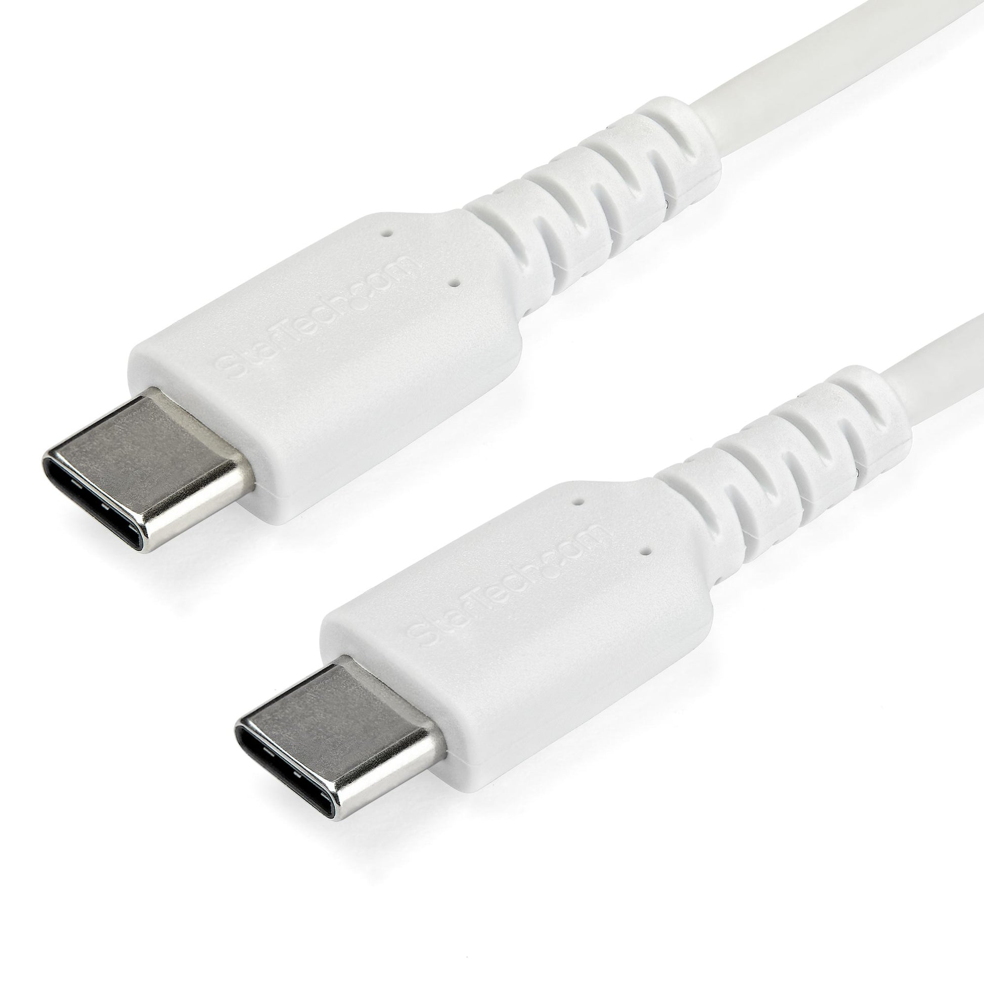StarTech.com 6.6ft (2m) USB-C Fast Charging Cable, Rugged, Charge & Sync, 60W (3A) PD, USB 2.0, White TPE Jacket and Aramid Fiber - USB C Charging Cord product image