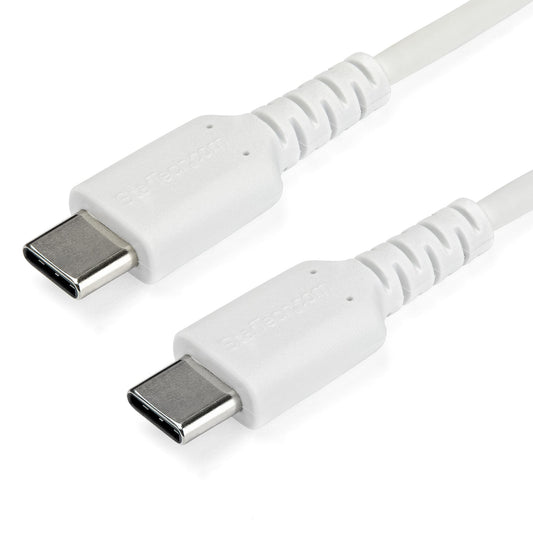 StarTech.com 6.6ft (2m) USB-C Fast Charging Cable, Rugged, Charge & Sync, 60W (3A) PD, USB 2.0, White TPE Jacket and Aramid Fiber - USB C Charging Cord product image