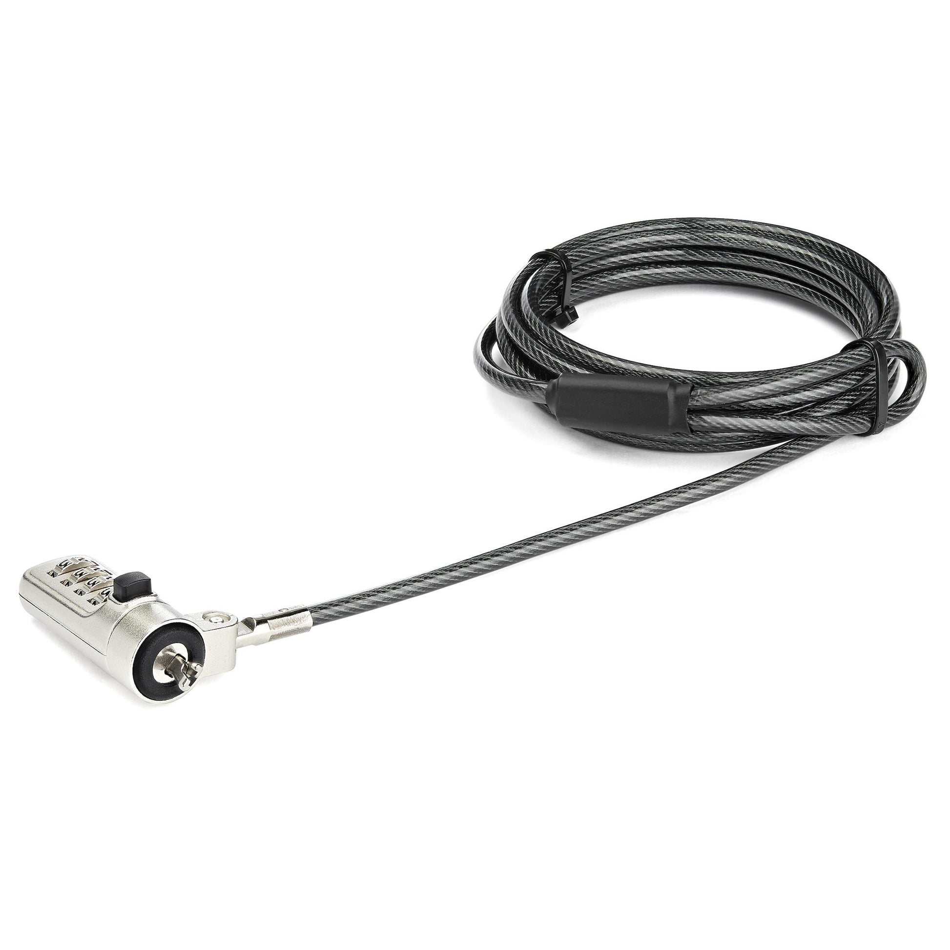 StarTech.com 6.6ft (2m) Laptop Cable Lock - 4-Digit Combination Laptop/Desktop Security Cable Lock for Wedge Slot Computers - Anti-Theft Vinyl-Coated Steel Combo Cable Lock - Portable - TAA product image