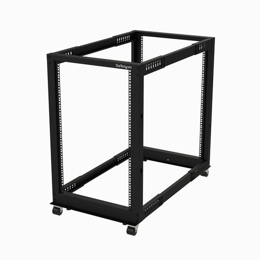 StarTech.com 18U 4-Post Server Rack, 19in Open Frame Rack with 40in (101cm) Mounting Depth and 1200lb (544kg) Weight Capacity, Mobile or Floor Mount IT Rack product image