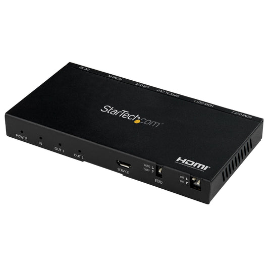 StarTech 2-Port HDMI Splitter (1x2) - 4K 60Hz UHD HDMI 2.0 Audio Video Splitter w/ Scaler & Audio Extractor (3.5mm/SPDIF) - Dual HDMI Splitter (1-In 2-Out) - EDID Copy - TV/Projector