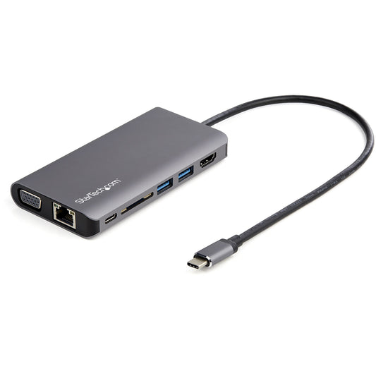 StarTech.com USB C Multiport Adapter - USB-C Mini Travel Dock w/ 4K HDMI or 1080p VGA - 3x USB 3.0 Hub, SD, GbE,...