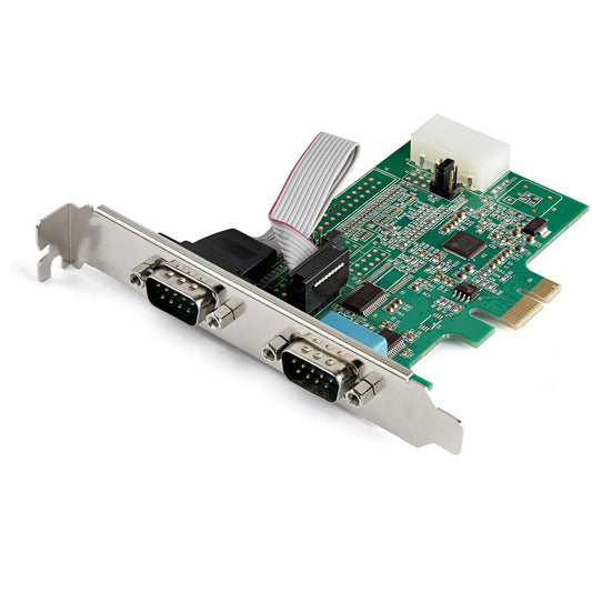 StarTech.com 2-port PCI Express RS232 Serial Adapter Card - PCIe RS232 Serial Host Controller Card - PCIe to Dual Serial DB9 Card - 16950 UART - Expansion Card - Windows & Linux - TAA product image