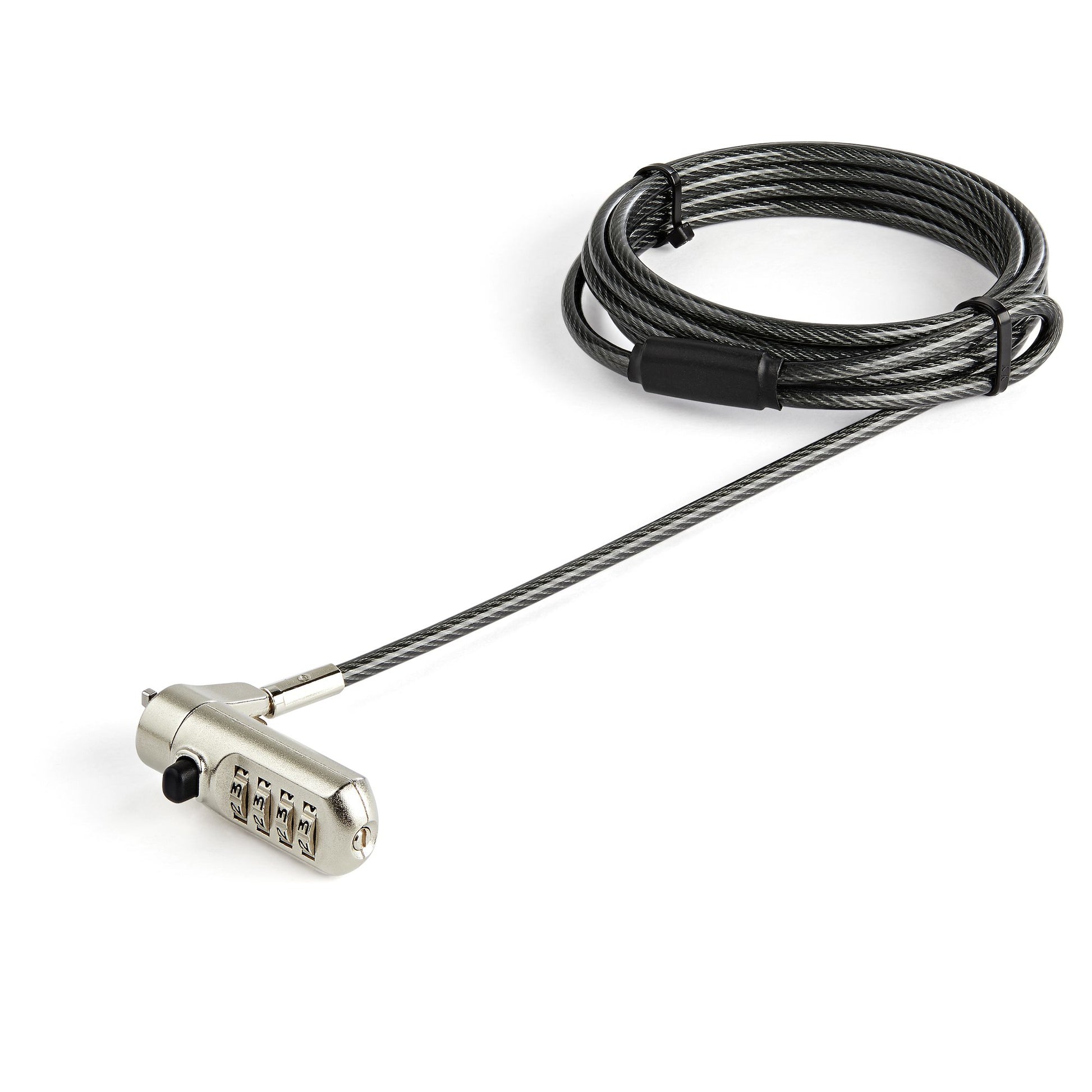 StarTech.com 6.6ft (2m) Laptop Cable Lock - Nano Slot Compatible 4 Digit Combination Security Cable Lock - Anti-Theft Vinyl Coated Steel Cable Lock for Nano Slot Computer/Device - TAA product image