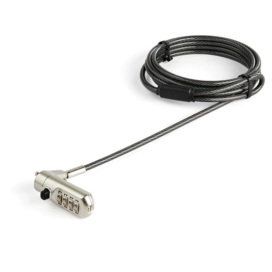 StarTech.com 6.6ft (2m) Laptop Cable Lock - Nano Slot Compatible 4 Digit Combination Security Cable Lock - Anti-Theft Vinyl Coated Steel Cable Lock for Nano Slot Computer/Device - TAA product image