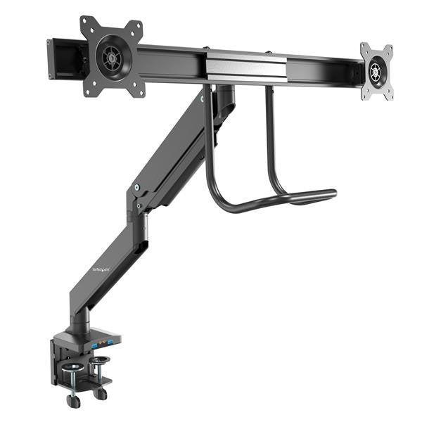 StarTech.com Desk Mount Dual Monitor Arm with USB & Audio - Slim Full Motion Adjustable Dual Monitor VESA Mount for up to 32" (17.6lb/8kg) Displays - Ergonomic Articulating - C-Clamp/Grommet product image