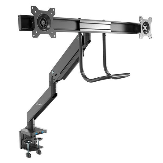 StarTech.com Desk Mount Dual Monitor Arm with USB & Audio - Slim Full Motion Adjustable Dual Monitor VESA Mount for up to 32" (17.6lb/8kg) Displays - Ergonomic Articulating - C-Clamp/Grommet product image