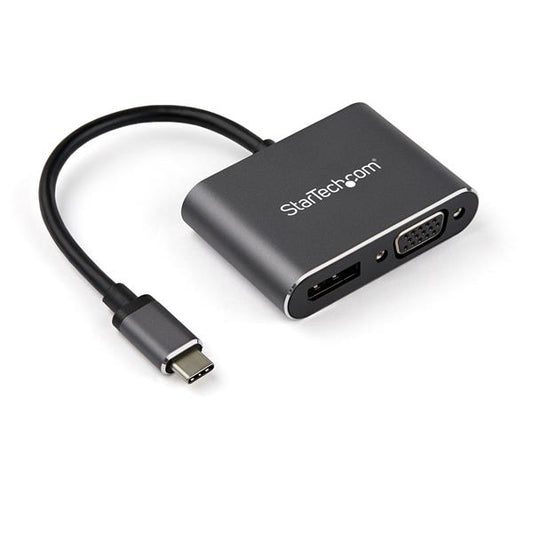 StarTech.com USB C Multiport Video Adapter - USB-C to 4K 60Hz DisplayPort 1.2 or 1080p VGA Monitor Adapter - USB Type-C 2-in-1 DP (HBR2 HDR)/VGA Display Converter- Thunderbolt 3 Compatible product image