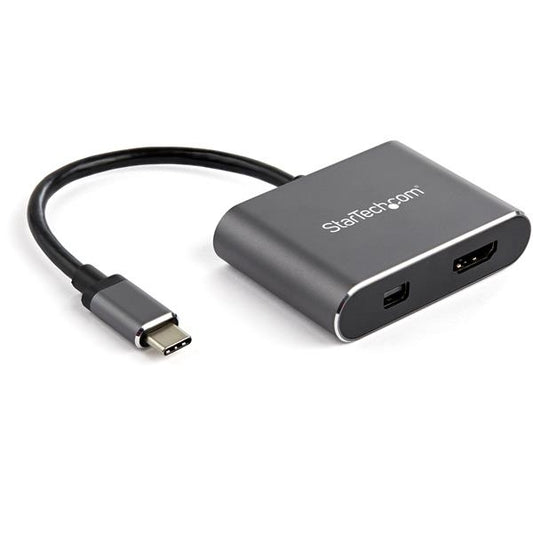 StarTech.com USB C Multiport Video Adapter - 4K 60Hz USB-C to HDMI 2.0 or Mini DisplayPort 1.2 Monitor Adapter - USB Type-C 2-in-1 Display Converter HDMI/MDP HBR2 HDR - TB3 Compatible product image