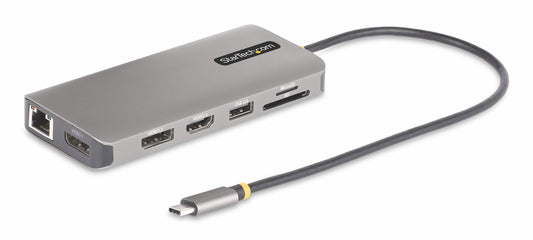 StarTechUSB-C Triple-Monitor Multiport Adapter, Dual 4K 60Hz + 4K 30Hz HDMI & DisplayPort, 4-Port USB Hub, 100W PD Pass-Through, GbE, SD/MicroSD Card Readers