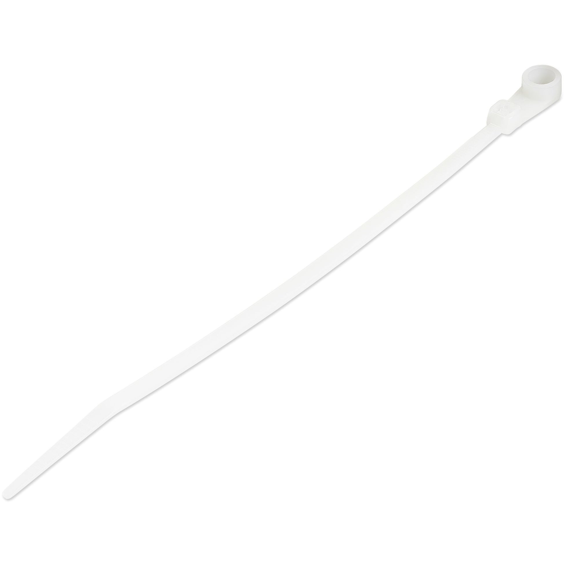 StarTech.com 6"(15cm) Cable Ties with Mounting Hole - 1/8"(3mm) wide, 1-1/2"(40mm) Bundle Dia. 40lb(18kg) Tensile Strength, Nylon 66 Self Locking Ties w/Screw Hole, UL Listed, 100 Pack - TAA product image