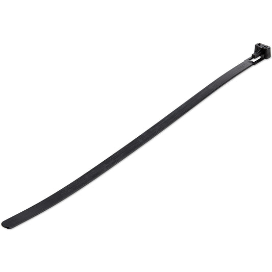 StarTech 10"(25cm) Reusable Cable Ties - 1/4"(7mm) wide, 2-1/2"(65mm) Bundle Dia. 50lb(22kg) Tensile Strength, Releasable Nylon Ties, Indoor/Outdoor, 94V-2/UL Listed, 100 Pack - Black