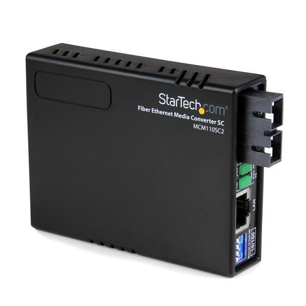 StarTech.com Multi-Mode (MM) SC Fiber Media Converter for 10/100Mbps Networks, Standalone Ethernet to SC MM Fiber Media Converter, 1310nm, 2km - TAA product image