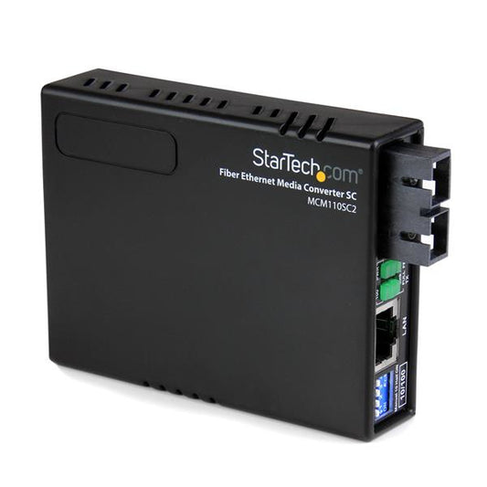 StarTech.com Multi-Mode (MM) SC Fiber Media Converter for 10/100Mbps Networks, Standalone Ethernet to SC MM Fiber Media Converter, 1310nm, 2km - TAA product image