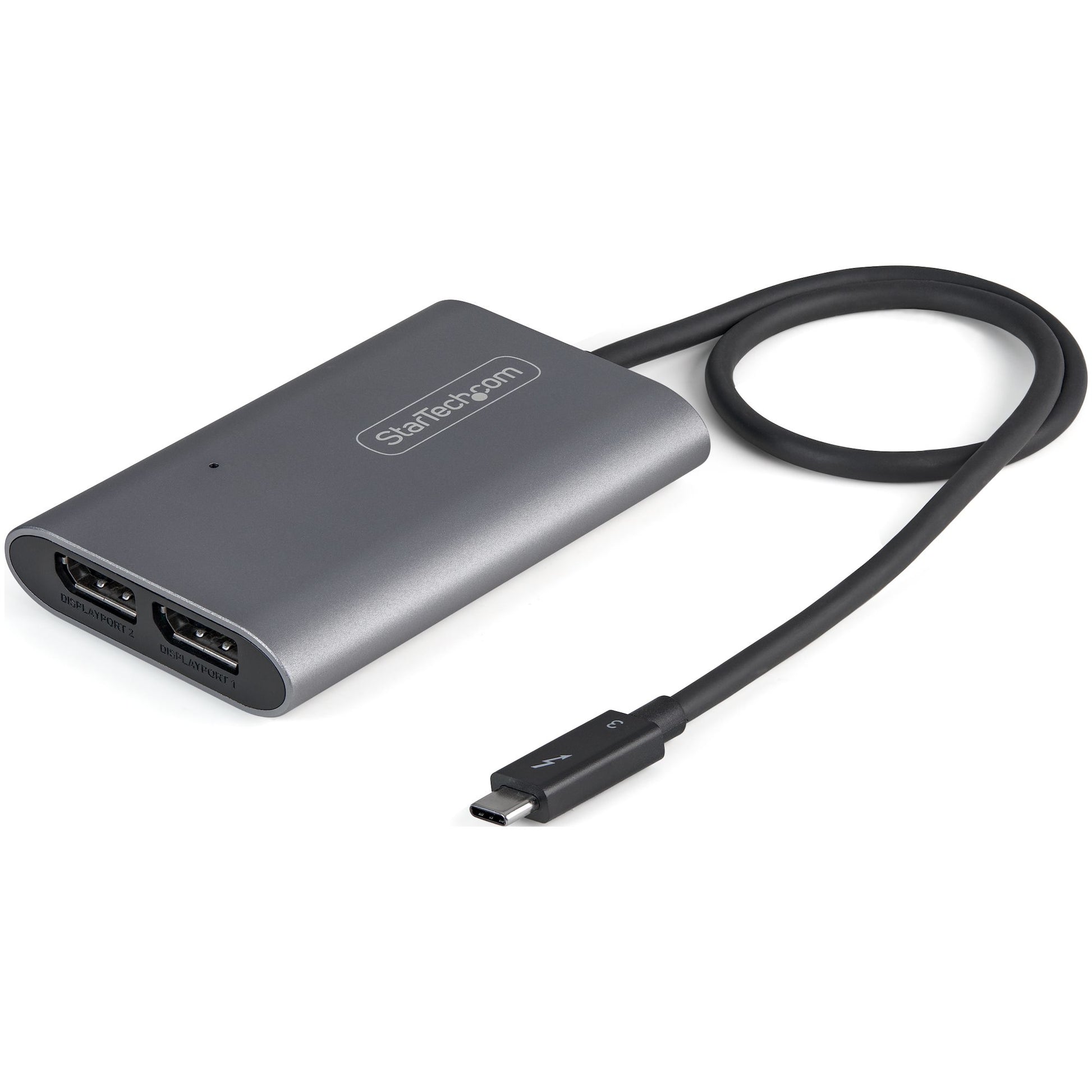 StarTech.com Thunderbolt to Dual DisplayPort Adapter DP 1.4, Dual 4K 60Hz or Single 8K/5K Thunderbolt to DP Converter, 2x DisplayPort Monitor Video Display Adapter - Mac & Windows product image