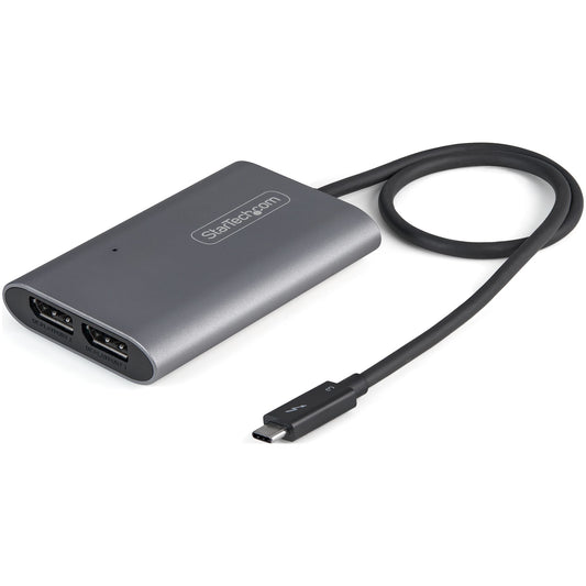 StarTech.com Thunderbolt to Dual DisplayPort Adapter DP 1.4, Dual 4K 60Hz or Single 8K/5K Thunderbolt to DP Converter, 2x DisplayPort Monitor Video Display Adapter - Mac & Windows product image