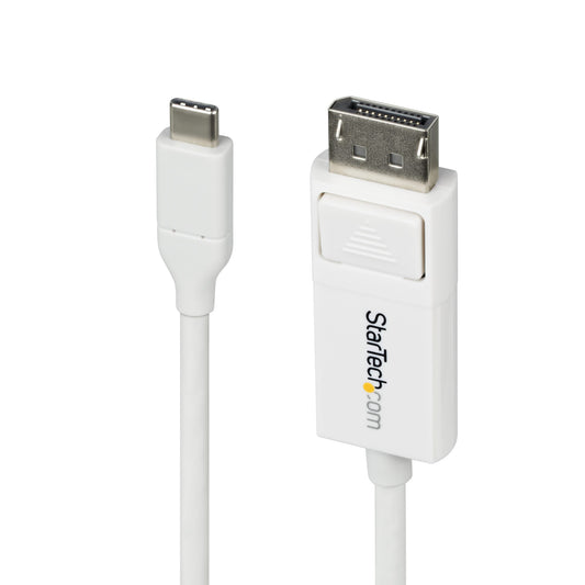 StarTech6ft (2m) USB-C to DisplayPort 1.2 Cable, Bidirectional, 4K 60Hz, White Video Adapter Cord for Apple MacBook Pro / Air M1 M2 M3 M4, Mac Mini / Studio, Thunderbolt Compatible