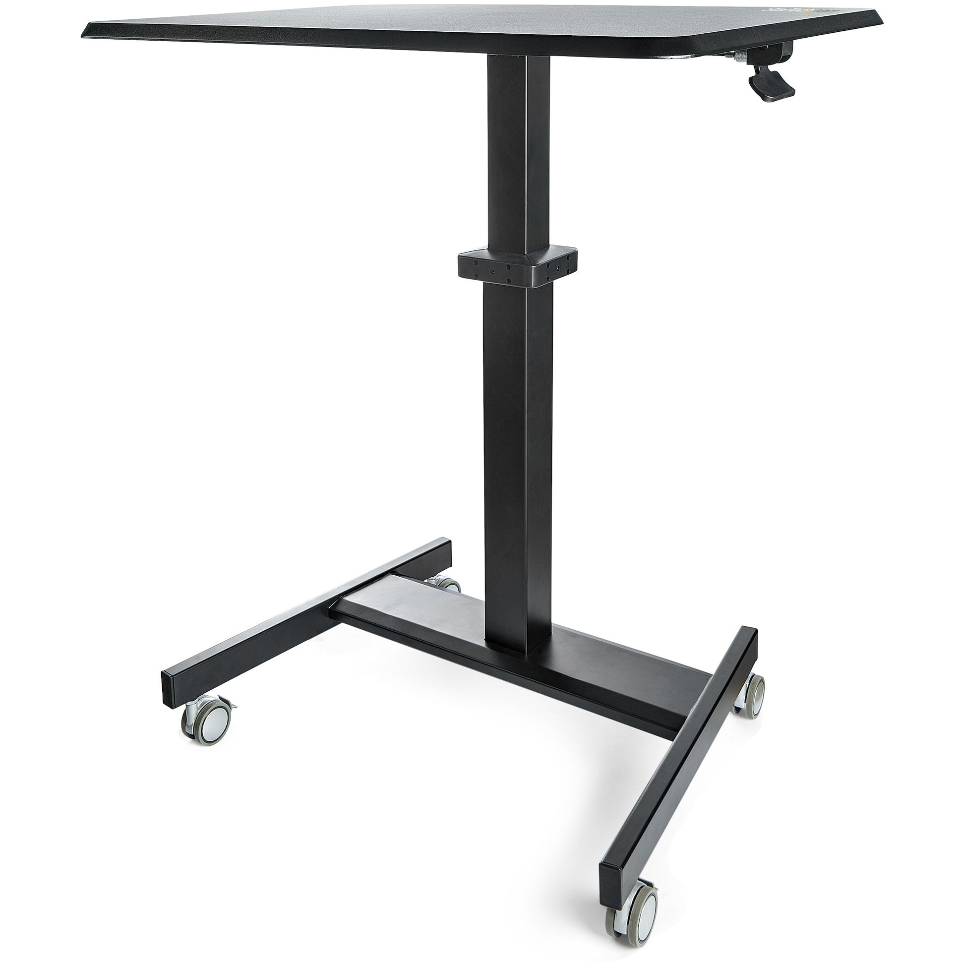 StarTech.com Mobile Standing Desk - Portable Sit Stand Ergonomic Height Adjustable Cart on Wheels - Rolling Computer/Laptop Workstation Table with Locking One-Touch Lift for Teacher/Student product image