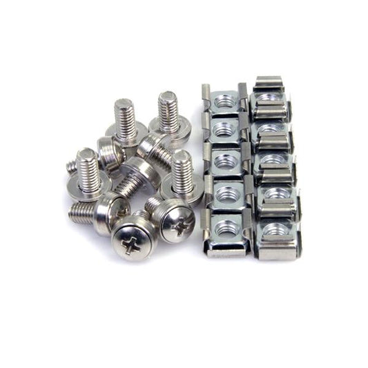 StarTech.com 100-Pack M6 12mm Screws, Square Hole Cage Nuts and Installation Tool, Hardware Mounting Kit for 19" or 10" Server Racks, Cabinets and Enclosures, Silver - TAA product image
