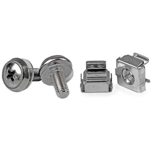 StarTech.com 50-Pack M5 12mm Screws, Square Hole Cage Nuts and Installation Tool, Hardware Mounting Kit for 19" or 10" Server Racks, Cabinets and Enclosures, Silver - TAA product image