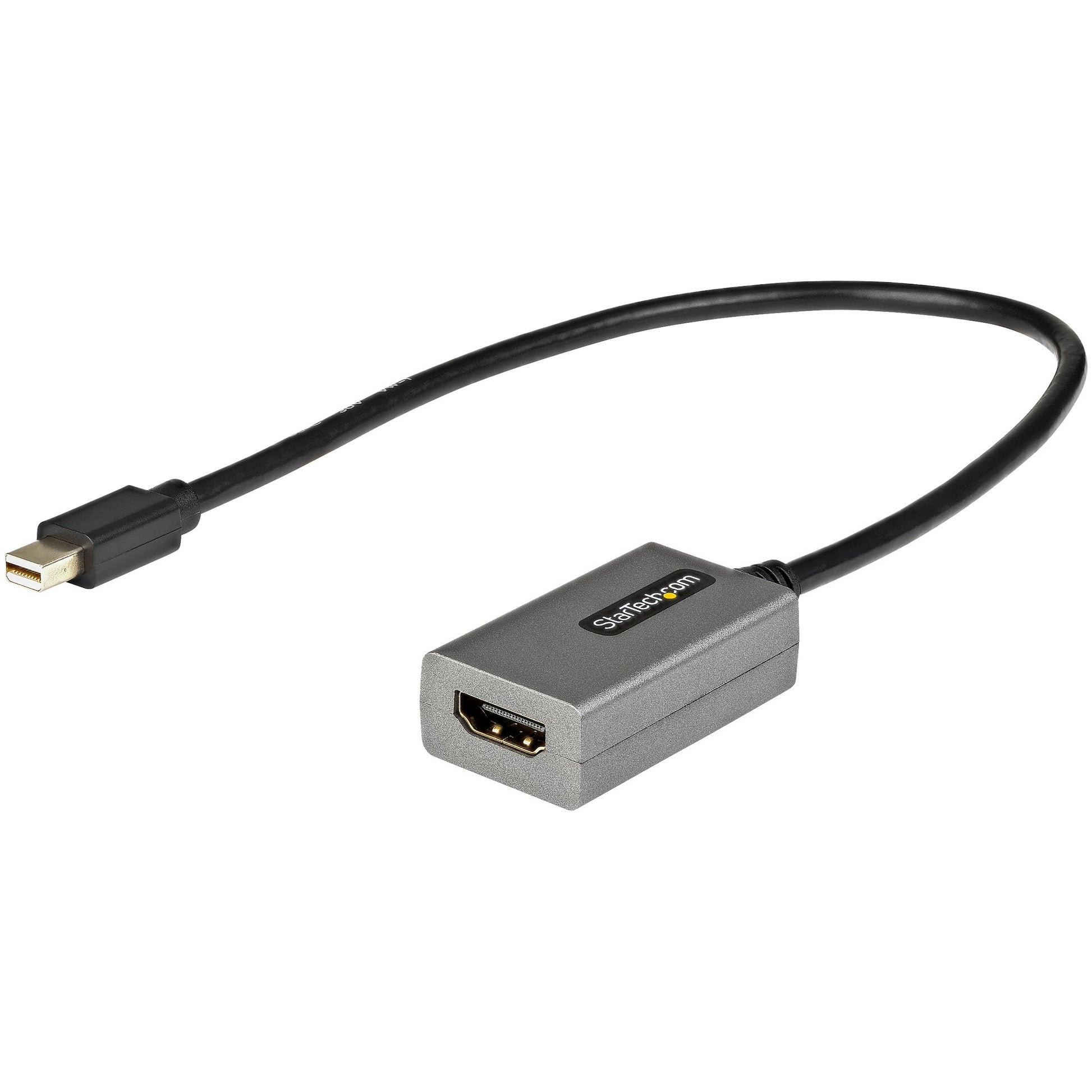 StarTech.com Mini DisplayPort to HDMI Adapter - mDP to HDMI Adapter Dongle - 1080p - Mini DisplayPort 1.2 to HDMI Monitor/Display - Mini DP to HDMI Video Converter - 12" Long Attached Cable… product image
