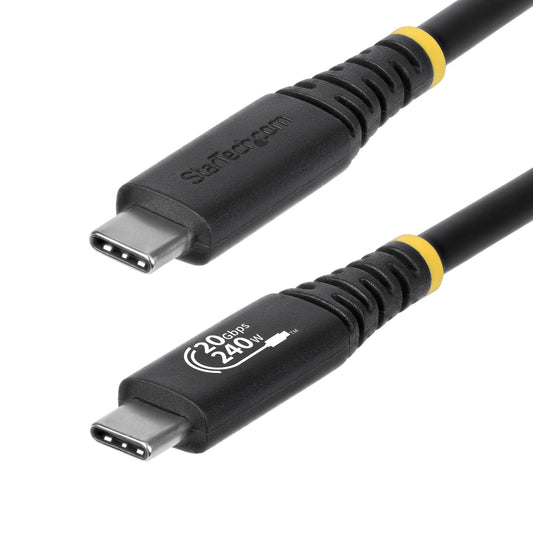 StarTech.com 2m (6ft) USB4 Cable, 20Gbps, USB-IF Certified USB-C Cable, 240W PD EPR, 4K 120Hz DP 2.1, TPE Jacket, Black USB-C Cord product image