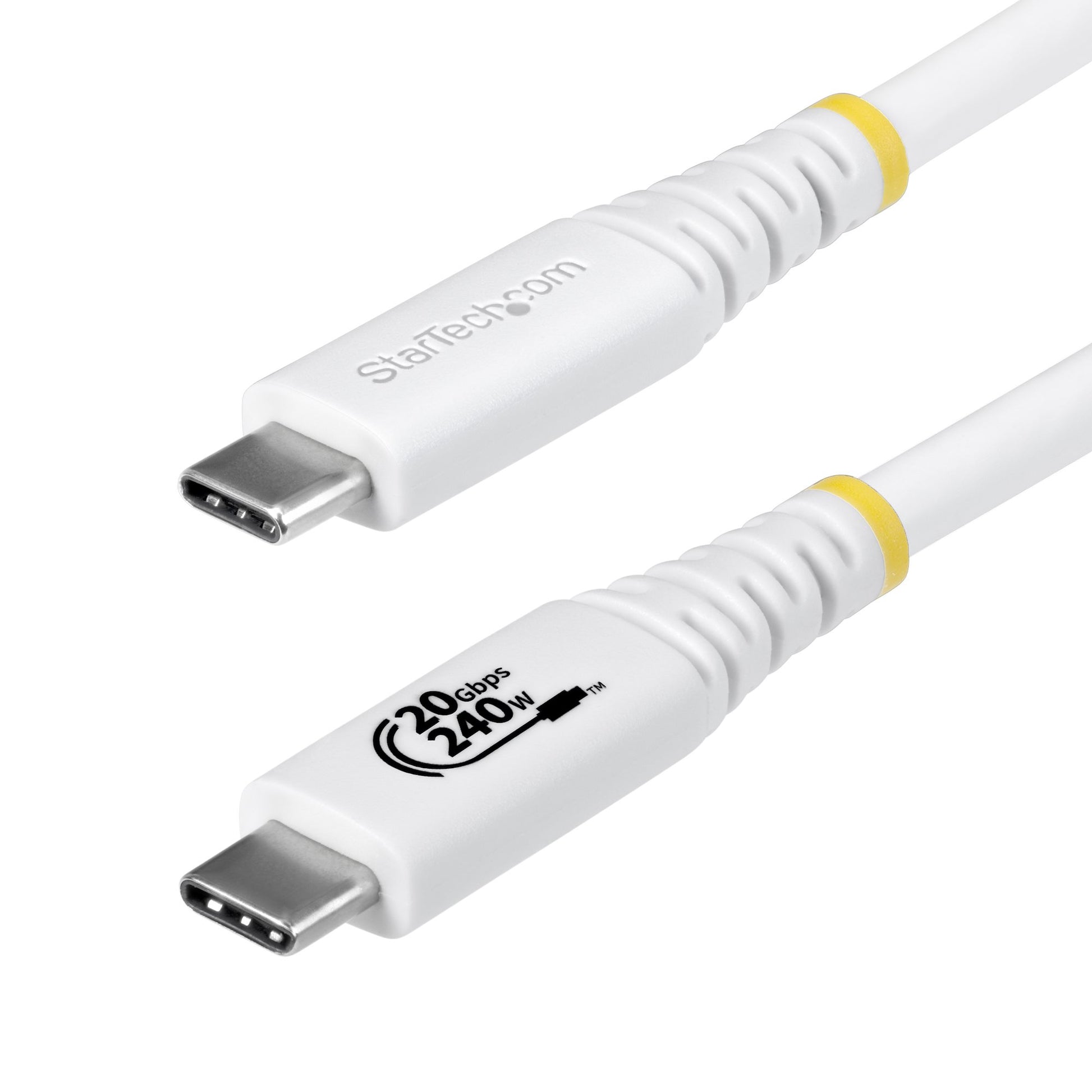 StarTech.com 2m (6ft) USB4 Cable, 20Gbps, USB-IF Certified USB-C Cable, 240W PD EPR, 4K 120Hz DP 2.1, TPE Jacket, White USB-C Cord product image