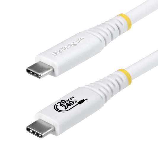 StarTech.com 2m (6ft) USB4 Cable, 20Gbps, USB-IF Certified USB-C Cable, 240W PD EPR, 4K 120Hz DP 2.1, TPE Jacket, White USB-C Cord product image