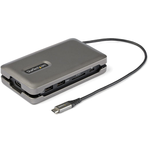 StarTechUSB C Multiport Adapter - USB C to 4K 60Hz HDMI 2.0 - 2-Port 10Gbps USB Hub - 100W Power Delivery Pass-through - GbE - SD/MicroSD - USB Type-C Mini Dock - 10" Cable