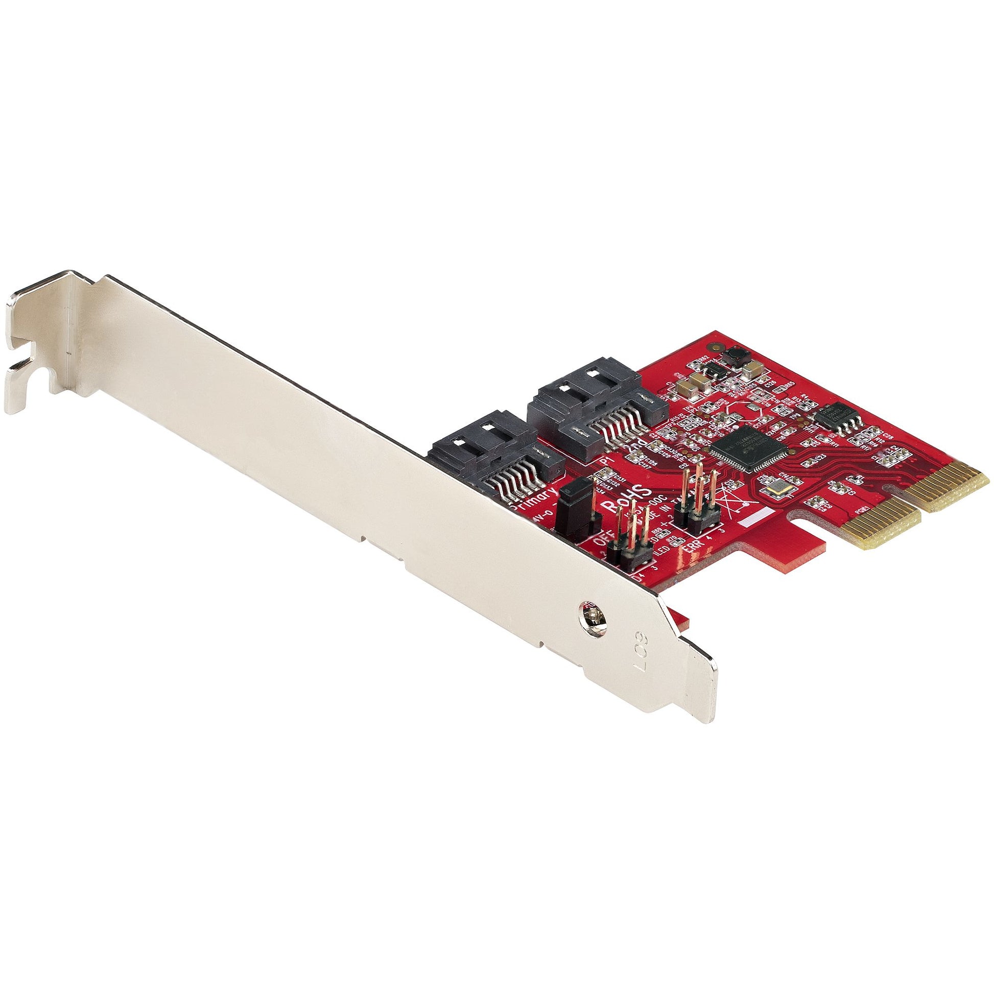 StarTech.com SATA PCIe Card - 2 Port PCIe SATA Expansion Card - 6Gbps - Full/Low Profile - PCI Express to SATA Adapter/Controller - ASM1062R SATA RAID - PCIe to SATA Converter - TAA product image