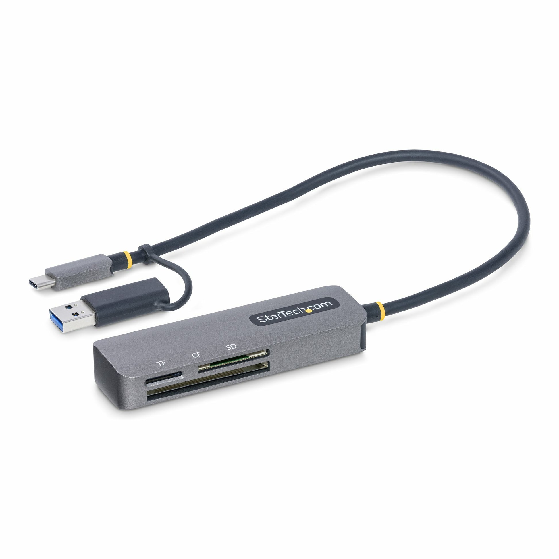 StarTech.com USB 3.0 Multi-Media Memory Card Reader, SD/microSD/CompactFlash Card Reader, Portable USB 5Gbps Card Adapter, External USB-C Card Reader with Attached USB-A Adapter - Works wit… product image