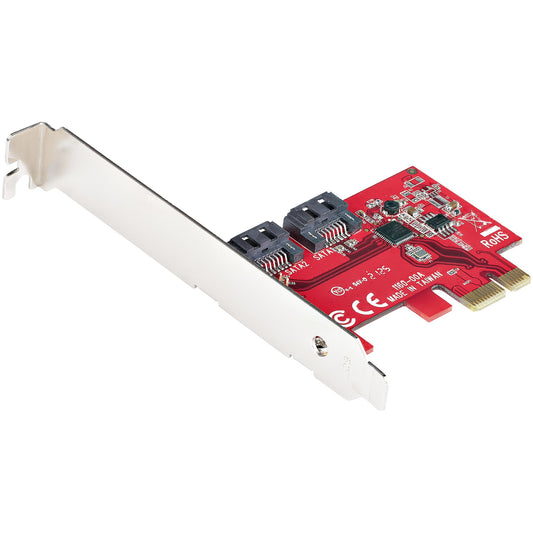 StarTech.com SATA PCIe Card - 2 Port PCIe SATA Expansion Card - 6Gbps - Full/Low Profile - PCI Express to SATA Adapter/Controller - ASM1061 Non-Raid - PCIe to SATA Converter - TAA product image
