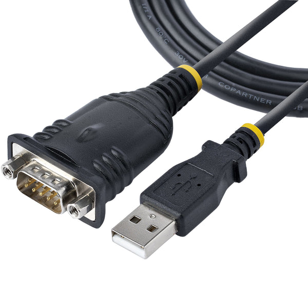 StarTech 3ft (1m) USB to Serial Cable, DB9 Male RS232 to USB Converter, Prolific IC, USB to Serial Adapter for PLC/Printer/Scanner/Switch, USB to COM Port Adapter, Windows/Mac